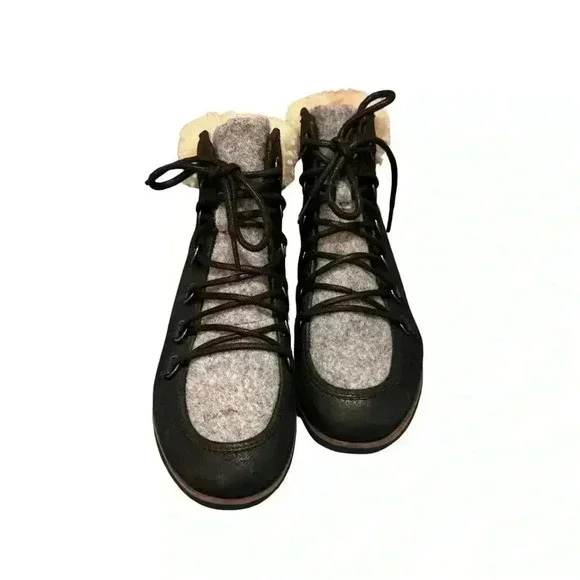 Sorel Women's Harlow Cozy Lace Up Booties Black Gray 7.5 hiking leather winter - Picture 8 of 14
